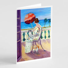Load image into Gallery viewer, Lady with her Japanese Chin  Greeting Cards -  Blank Note Cards – 8-Pack of Artist-Designed Cards with Envelopes