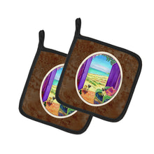 Load image into Gallery viewer, Pug Let's go Outside Pot Holders - Set of 2 Decorative Kitchen Helpers | Made in the USA 7261PTHD