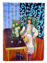 Load image into Gallery viewer, Lady with her Pug Garden Flag – Decorative Outdoor Yard Flag
