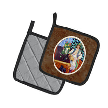 Load image into Gallery viewer, Lady with her Pug Pot Holders - Set of 2 Decorative Kitchen Helpers | Made in the USA 7265PTHD