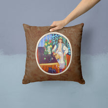 Load image into Gallery viewer, Lady with her Pug Throw Pillow - 14x14 Decorative Pillow – Art for Your Home &amp; Patio 7265PW1414