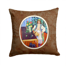 Load image into Gallery viewer, Lady with her Pug Throw Pillow - 14x14 Decorative Pillow – Art for Your Home &amp; Patio 7265PW1414