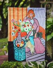 Load image into Gallery viewer, Lady with her Pug Garden Flag – Decorative Outdoor Yard Flag