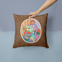 Load image into Gallery viewer, Lady with her Pug Throw Pillow - 14x14 Decorative Pillow – Art for Your Home &amp; Patio 7266PW1414