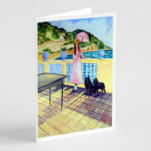 Load image into Gallery viewer, Lady with her Schipperke  Greeting Cards -  Blank Note Cards – 8-Pack of Artist-Designed Cards with Envelopes