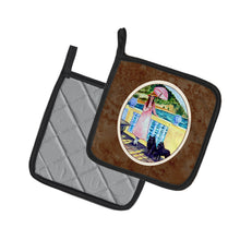 Load image into Gallery viewer, Lady with her Schipperke Pot Holders - Set of 2 Decorative Kitchen Helpers | Made in the USA 7267PTHD
