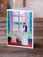 Load image into Gallery viewer, Lady with her Schipperke  Greeting Cards -  Blank Note Cards – 8-Pack of Artist-Designed Cards with Envelopes