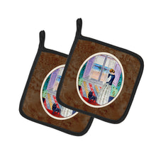 Load image into Gallery viewer, Lady with her Schipperke Pot Holders - Set of 2 Decorative Kitchen Helpers | Made in the USA 7268PTHD