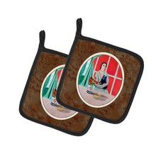 Load image into Gallery viewer, Lady with her Schipperke Pot Holders - Set of 2 Decorative Kitchen Helpers | Made in the USA 7269PTHD