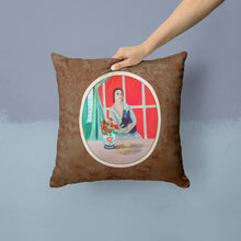Load image into Gallery viewer, Lady with her Schipperke Throw Pillow - 14x14 Decorative Pillow – Art for Your Home &amp; Patio 7269PW1414