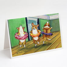 Load image into Gallery viewer, Little Ballerina Corgi Greeting Cards -  Blank Note Cards – 8-Pack of Artist-Designed Cards with Envelopes