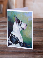 Load image into Gallery viewer, Harlequin Great Dane  Greeting Cards -  Blank Note Cards – 8-Pack of Artist-Designed Cards with Envelopes