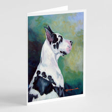Load image into Gallery viewer, Harlequin Great Dane  Greeting Cards -  Blank Note Cards – 8-Pack of Artist-Designed Cards with Envelopes