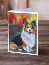 Load image into Gallery viewer, Corgi by the lake Greeting Cards -  Blank Note Cards – 8-Pack of Artist-Designed Cards with Envelopes