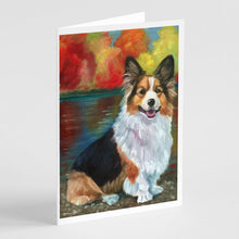 Load image into Gallery viewer, Corgi by the lake Greeting Cards -  Blank Note Cards – 8-Pack of Artist-Designed Cards with Envelopes