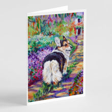 Load image into Gallery viewer, Corgi Garden Path Greeting Cards -  Blank Note Cards – 8-Pack of Artist-Designed Cards with Envelopes
