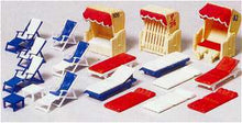 Load image into Gallery viewer, Preiser 17308 HO Scale Accessories -- Beach Chairs, Lounges &amp; Huts pkg(18)
