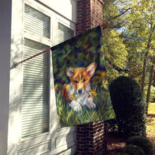 Load image into Gallery viewer, Corgi Pup and Daffodils Flag Canvas House Size 7300CHF