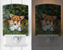 Load image into Gallery viewer, Corgi Pup and Daffodils Ceramic Night Light 7300CNL
