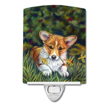 Load image into Gallery viewer, Corgi Pup and Daffodils Ceramic Night Light 7300CNL