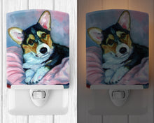 Load image into Gallery viewer, Corgi Puppy with pink blanket Ceramic Night Light 7301CNL