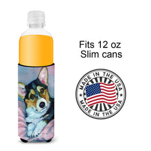 Load image into Gallery viewer, Corgi Puppy with pink blanket Slim Can Hugger – Fun &amp; Functional Drink Coolers 7301MUK