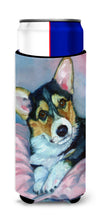 Load image into Gallery viewer, Corgi Puppy with pink blanket Slim Can Hugger – Fun &amp; Functional Drink Coolers 7301MUK