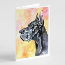 Load image into Gallery viewer, Great Dane Black Cropped Greeting Cards -  Blank Note Cards – 8-Pack of Artist-Designed Cards with Envelopes