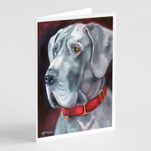 Load image into Gallery viewer, Great Dane Natural Ears Red Collar Greeting Cards -  Blank Note Cards – 8-Pack of Artist-Designed Cards with Envelopes