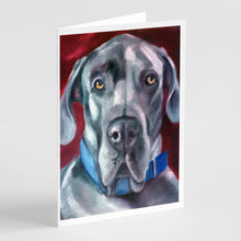 Load image into Gallery viewer, Great Dane Natural Ears Blue Collar Greeting Cards -  Blank Note Cards – 8-Pack of Artist-Designed Cards with Envelopes