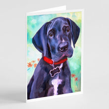 Load image into Gallery viewer, Great Dane Natural Ears Black Pup Greeting Cards -  Blank Note Cards – 8-Pack of Artist-Designed Cards with Envelopes