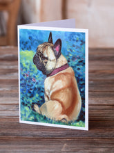 Load image into Gallery viewer, Fawn French Bulldog in Flowers Greeting Cards -  Blank Note Cards – 8-Pack of Artist-Designed Cards with Envelopes