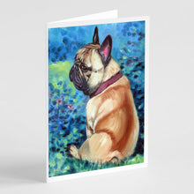 Load image into Gallery viewer, Fawn French Bulldog in Flowers Greeting Cards -  Blank Note Cards – 8-Pack of Artist-Designed Cards with Envelopes