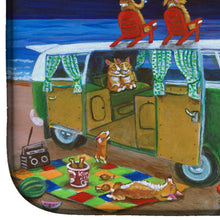 Load image into Gallery viewer, Corgi Beach Party Volkswagon Bus Fireworks Dish Drying Mat – Absorbent, Artistic Kitchen Essentials 7317DDM