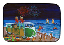 Load image into Gallery viewer, Corgi Beach Party Volkswagon Bus Fireworks Dish Drying Mat – Absorbent, Artistic Kitchen Essentials 7317DDM