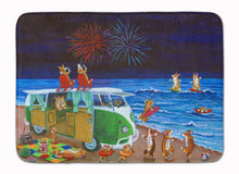 Load image into Gallery viewer, Corgi Beach Party Volkswagon Bus Fireworks Machine Washable Memory Foam Mat 7317RUG