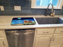 Load image into Gallery viewer, Corgi Beach Ride on Horse Dish Drying Mat – Absorbent, Artistic Kitchen Essentials 7318DDM
