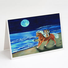 Load image into Gallery viewer, Corgi Beach Ride on Horse Greeting Cards -  Blank Note Cards – 8-Pack of Artist-Designed Cards with Envelopes