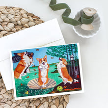 Load image into Gallery viewer, Corgi Birth of Venus Greeting Cards -  Blank Note Cards – 8-Pack of Artist-Designed Cards with Envelopes