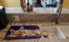 Load image into Gallery viewer, Corgi Blue Lonesome Dish Drying Mat – Absorbent, Artistic Kitchen Essentials 7320DDM