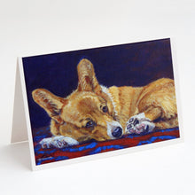 Load image into Gallery viewer, Corgi Blue Lonesome Greeting Cards -  Blank Note Cards – 8-Pack of Artist-Designed Cards with Envelopes