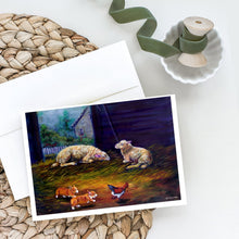 Load image into Gallery viewer, Corgi Chaos in the barn with sheep Greeting Cards -  Blank Note Cards – 8-Pack of Artist-Designed Cards with Envelopes
