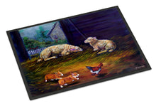 Load image into Gallery viewer, Corgi Chaos in the barn with sheep Doormat - 24x36 Decorative Floor Mat – Indoor/Outdoor Rug