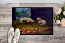 Load image into Gallery viewer, Corgi Chaos in the barn with sheep Doormat - 18x27 Decorative Floor Mat – Indoor/Outdoor Rug with Artistic Flair 7322MAT