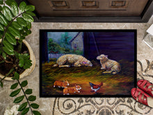 Load image into Gallery viewer, Corgi Chaos in the barn with sheep Doormat - 18x27 Decorative Floor Mat – Indoor/Outdoor Rug with Artistic Flair 7322MAT