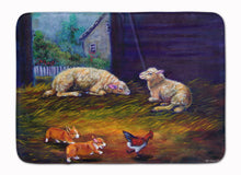 Load image into Gallery viewer, Corgi Chaos in the barn with sheep Machine Washable Memory Foam Mat 7322RUG