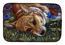 Load image into Gallery viewer, Corgi Pastel Butterfly Dish Drying Mat – Absorbent, Artistic Kitchen Essentials 7325DDM