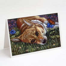 Load image into Gallery viewer, Corgi Pastel Butterfly Greeting Cards -  Blank Note Cards – 8-Pack of Artist-Designed Cards with Envelopes