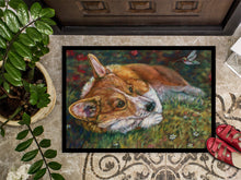 Load image into Gallery viewer, Corgi Pastel Hummingbird Doormat - 24x36 Decorative Floor Mat – Indoor/Outdoor Rug