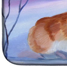 Load image into Gallery viewer, Corgi Snow Cardinal Dish Drying Mat – Absorbent, Artistic Kitchen Essentials 7328DDM